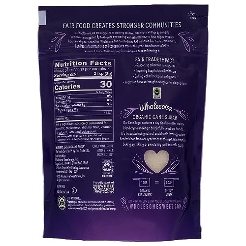 Wholesome Organic Cane Sugar, USDA Certified Organic, Fair Trade...