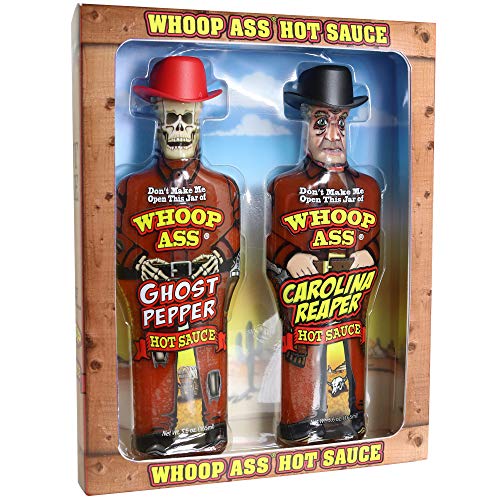 Whoop Ass Premium Ghost Pepper Hot Sauce And Carolina Reaper Hot