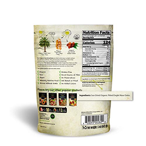 Organic Sun Dried Dates - 5Oz Pack Of 6 - Kosher And Non-Gmo