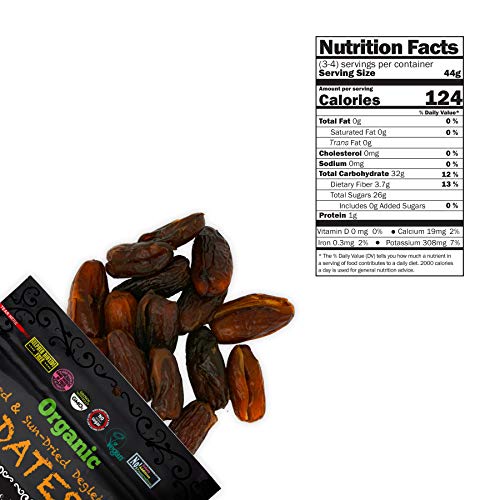 Organic Sun Dried Dates - 5Oz Pack Of 6 - Kosher And Non-Gmo