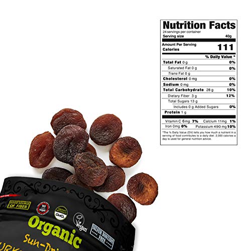 ORGANIC TURKISH APRICOTS SULFUR-FREE - BULK SIZE - 2.1lbs 34oz...