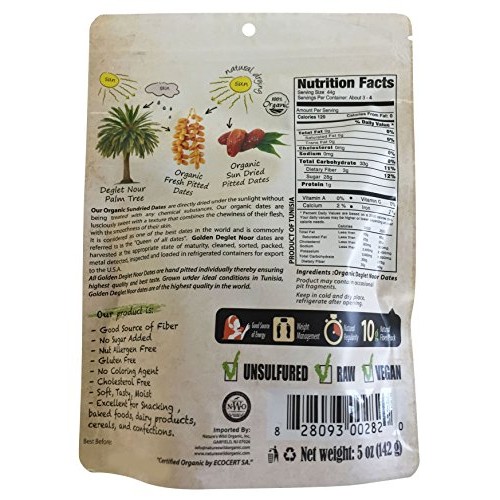 Wild &Amp; Raw Organic Deglet Nour Pitted Dates 5 Oz [142G]