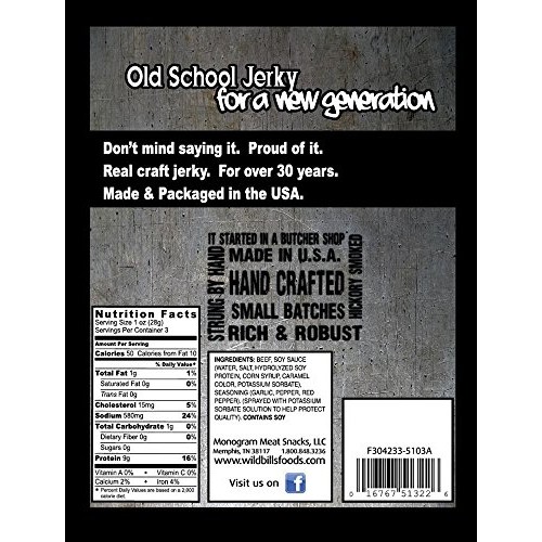 Wild Bills 3Oz Hickory Smoked Beef Jerky Packs 4 Re-Sealable 3