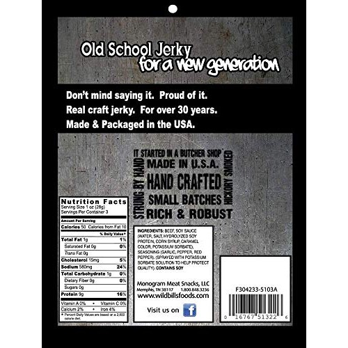 Wild Bills Hickory Smoked Beef Jerky 3 Ounce Pack 3 Count