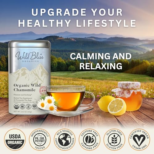 Organic Wild Chamomile Flower Tea - Caffeine Free Herbal Tea - 2...