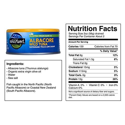 Wild Planet Albacore Wild Tuna In Extra Virgin Olive Oil, Keto A
