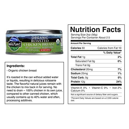 Wild Planet Organic Roasted Chicken Breast, Skinless And Boneles