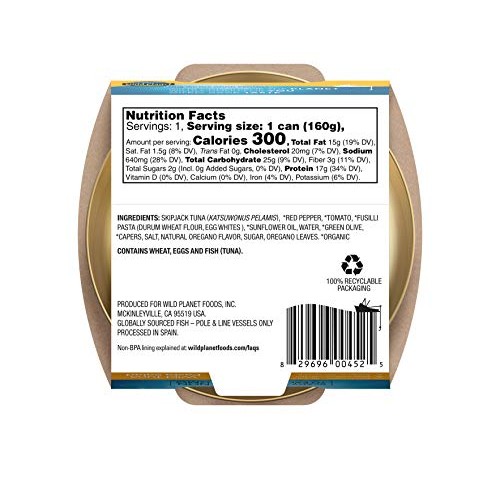 Wild Planet Ready-To-Eat Wild Tuna Pasta Salad With Organic Red