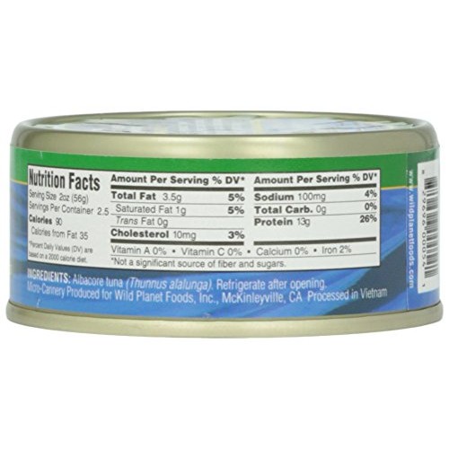 Wild Planet Wild Albacore Tuna, No Salt Added, 5 Oz