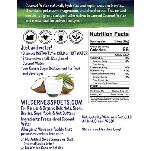 Wilderness Poets Coconut Water Powder - Freeze Dried - Instant M