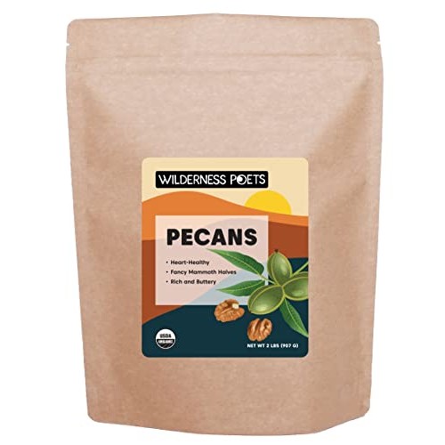 Wilderness Poets, Fancy Mammoth Pecan Halves - Organic, Raw, Lar...