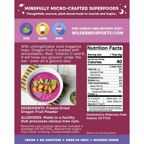 Wilderness Poets, Freeze Dried Dragon Fruit Powder - Pink Pitaha...