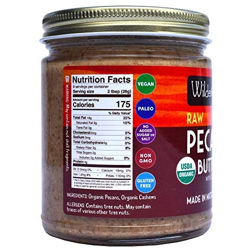 Wilderness Poets Organic Raw Pecan Butter, 8 Ounce 227 Gram