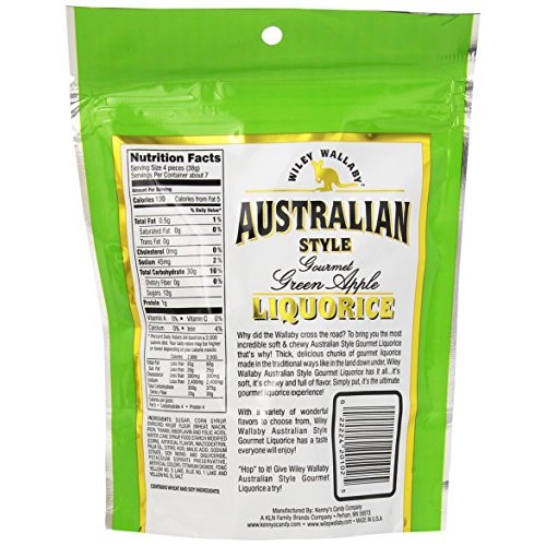 Wiley Wallaby Australian Style Gourmet Licorice, Green Apple, 10