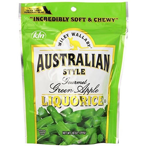 Wiley Wallaby Australian Style Gourmet Licorice, Green Apple, 10