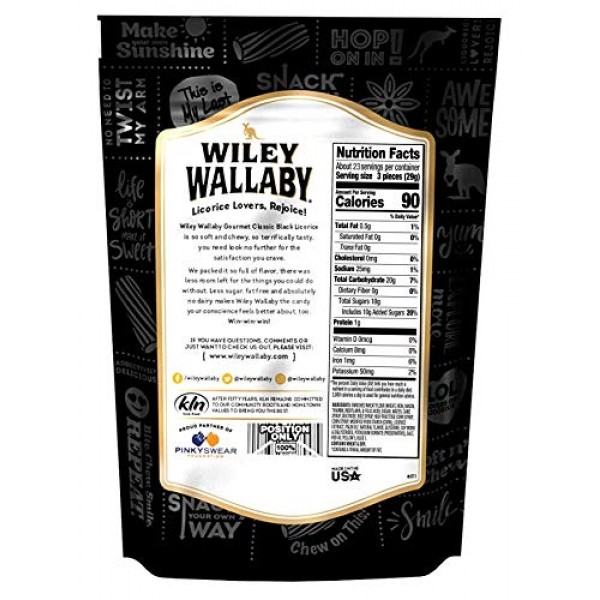 Kennys Wiley Wallaby Gourmet Licorice, Black, 24 Ounce