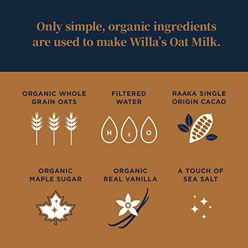 Willa’s Organic Dark Chocolate Oat Milk, 32 oz, 6 pack - No Oil,...