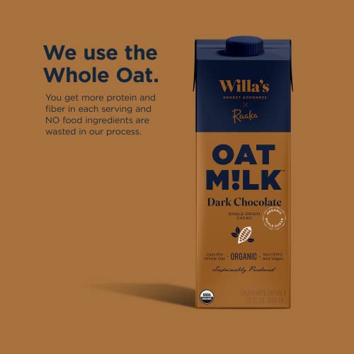 Willa’s Organic Dark Chocolate Oat Milk, 32 oz, 6 pack - No Oil,...