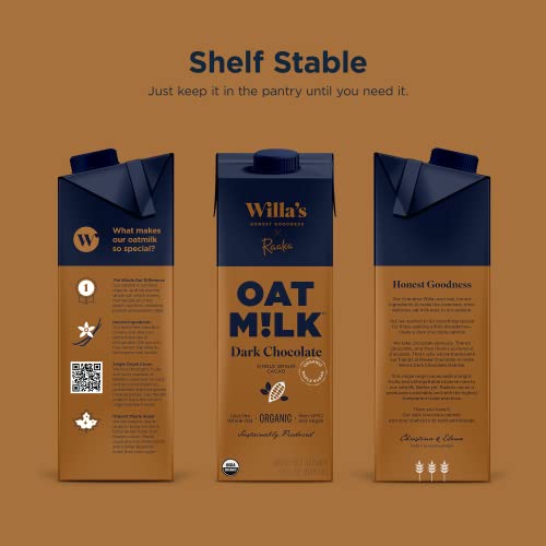 Willa’s Organic Dark Chocolate Oat Milk, 32 oz, 6 pack - No Oil,...