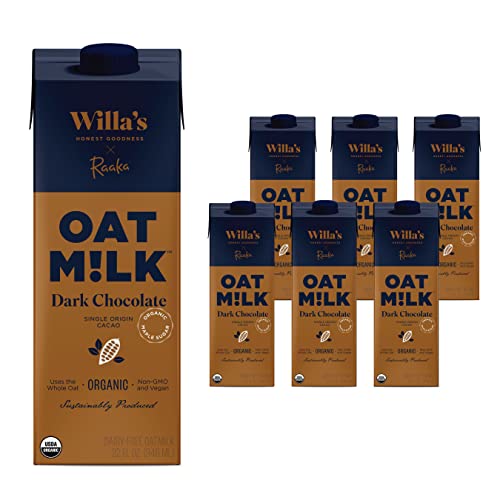 Willa’s Organic Dark Chocolate Oat Milk, 32 oz, 6 pack - No Oil,...