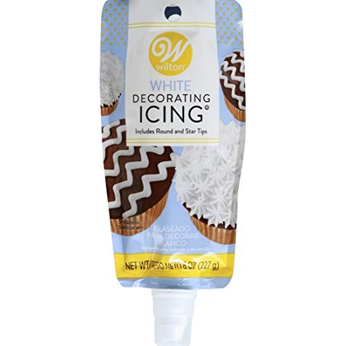 Wilton 704-4749 White Decorating Icing 8 Ounce, With Plastic Tips