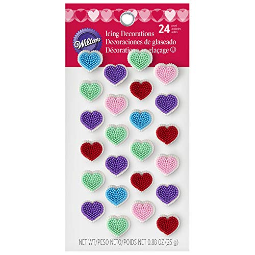 Wilton 710-1922 Confetti Heart Icing Decorations, 24-Count