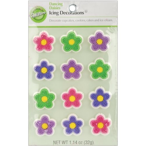 Wilton Icing Decorations, Dancing Daisies, 12-Pack