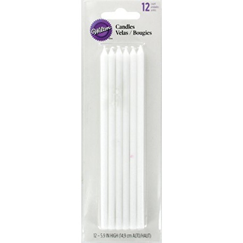 Wilton W2811773 Birthday Candles, 5.875-Inch, White, 12-Pack