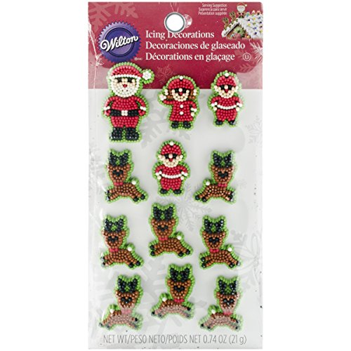 Wilton 710-3480 Christmas Santa And Elves Icing Decorations