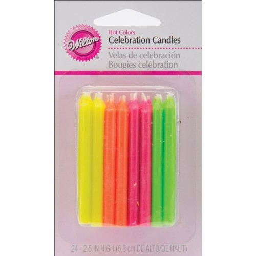 Wilton Birthday Candles, 2.5-Inch, Hot Colors, 24-Pack