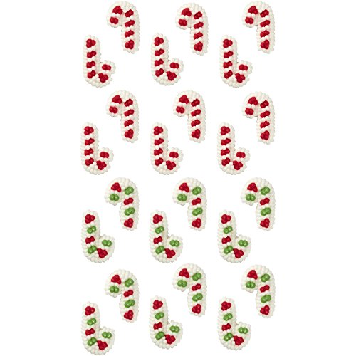 Wilton Mini Candy Cane Edible Cupcake Toppers, Red, Green