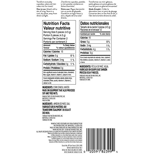 Wilton White Rose Wafer Icing Decorations, 0.35 Oz. 10 Pieces