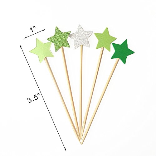 Winrase 50Pcs Multicolor Stars Cupcake Toppers Mini Cake Toppers