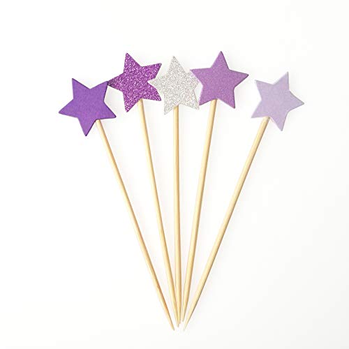 Winrase 50Pcs Multicolor Stars Cupcake Toppers Mini Cake Toppers
