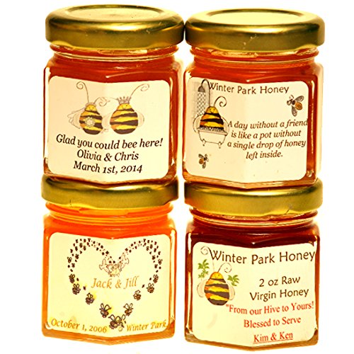 Wedding Honey Favors Case Of 24 X 2Oz Jars - Pure Raw Honey