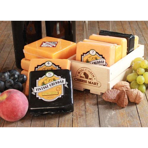 Cheddar Flight Gift Crate By Wisconsin Cheese Mart