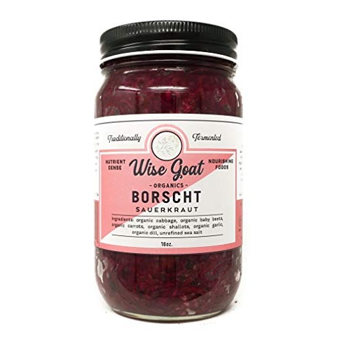 Raw Organic Sauerkraut, Borscht Variety, 16Oz Glass Jar