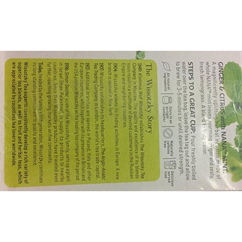 Wissotzky Tea Nana Tea Ginger &Amp; Citrus With Nana Mint 1.41 Oz. P
