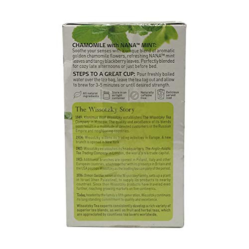 Wissotzky Tea, Tea Chamomile With Nana Mint, 20 Count