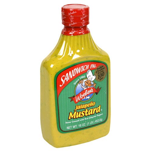 Woebers Sandwich Pal Jalapeno Mustard, Six 16-Ounce Units 96-O