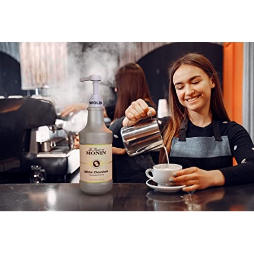 Monin Gourmet White Chocolate Sauce 64oz + WOLD Pump Dispenser B...