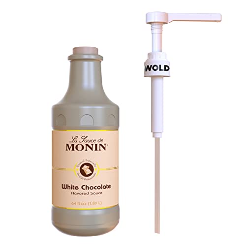 Monin Gourmet White Chocolate Sauce 64oz + WOLD Pump Dispenser B...