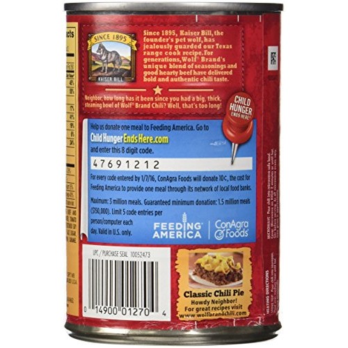 Wolf Brand No Beans Chili - 6/15 Oz. Cans