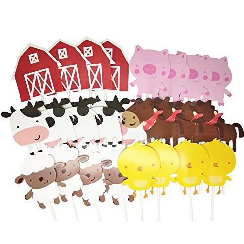 Wolpark 24 Pcs Farm Animal Theme Cupcake Topper Cake Picks Decor