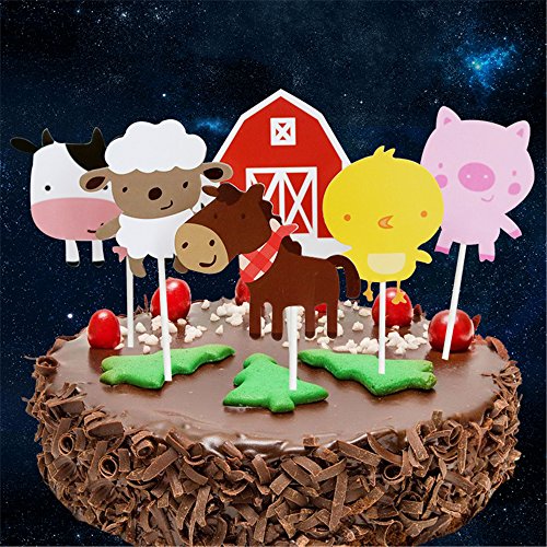 Wolpark 24 Pcs Farm Animal Theme Cupcake Topper Cake Picks Decor