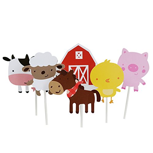 Wolpark 24 Pcs Farm Animal Theme Cupcake Topper Cake Picks Decor
