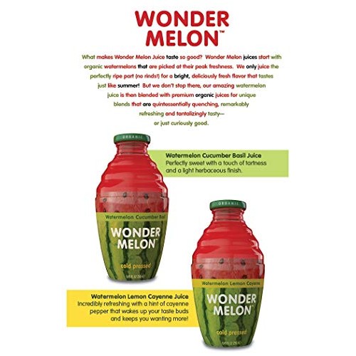 Wonder Melon Organic Watermelon Juice With Lemon &Amp; Cayenne, 8.45