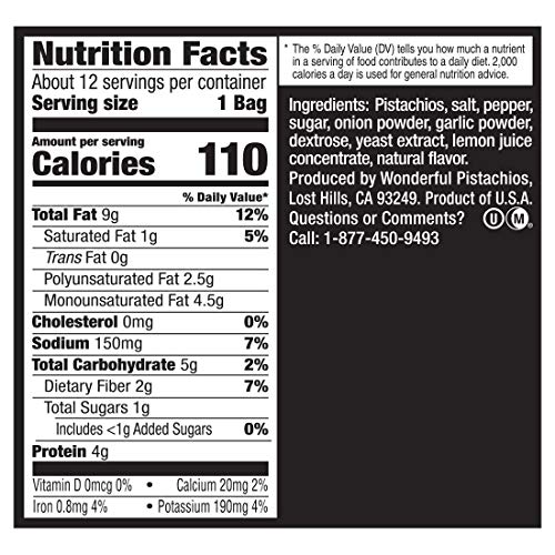 Wonderful Pistachios, Salt And Pepper, 1.25 Ounce Pack Of 12