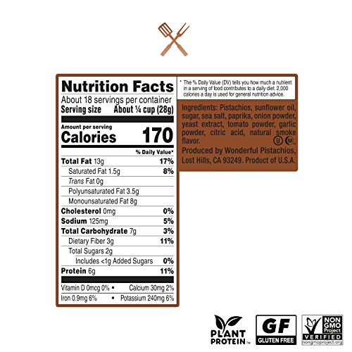 Wonderful Pistachios No Shells, Bbq, 2.25 Oz Bag Pack Of 8