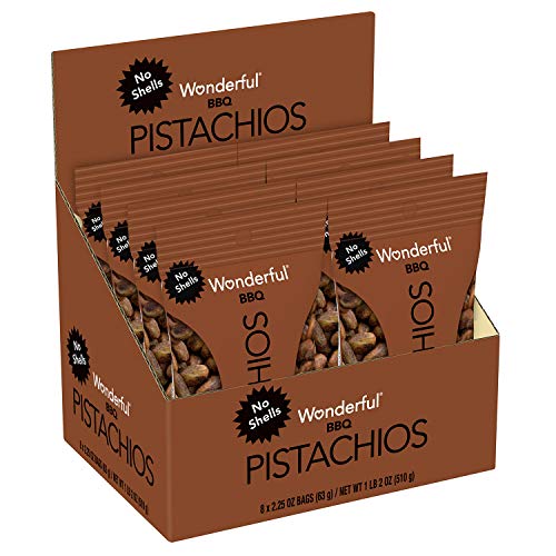 Wonderful Pistachios No Shells, Bbq, 2.25 Oz Bag Pack Of 8